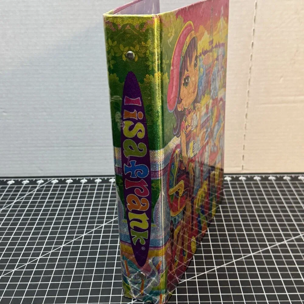 Lisa Frank Paris-Themed Glitter 3-Ring Binder With Poodle & Girl Illustration